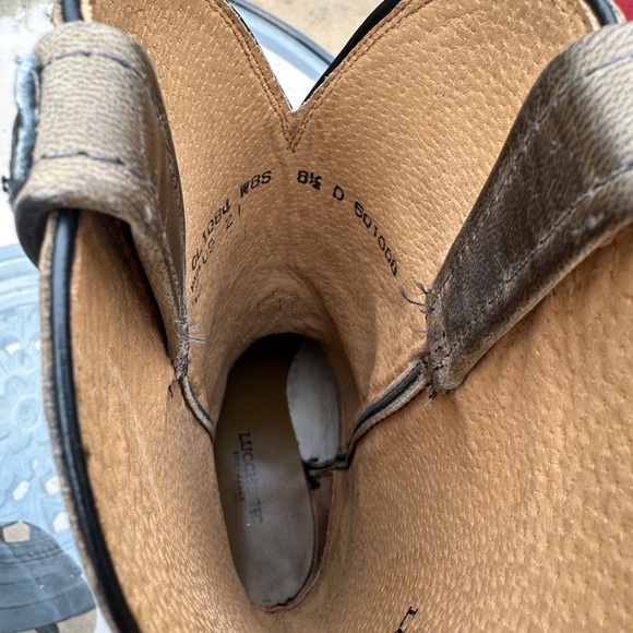 Lucchese alligator print Black and Brown Cowboy Boots with Decorative Stitching - Picture 5 of 11